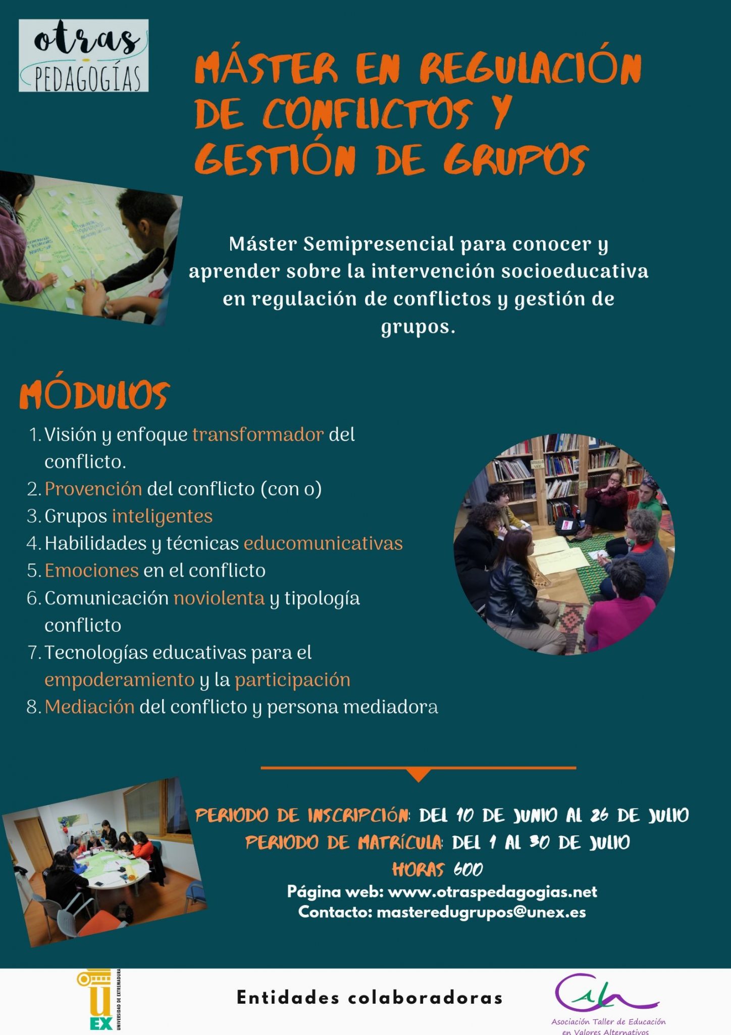 ABIERTO EL PLAZO DE INSCRIPCIÓN PARA EL MASTER DE REGULACIÓN DE CONFLICTOS Y GESTIÓN DE GRUPOS